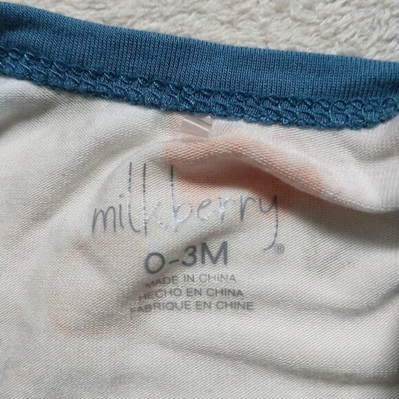 Milkberry One-piece Bodysuit Baby Boy 0-6M Dinosours Striped Bamboo Set Of 2 - Picture 6 of 16